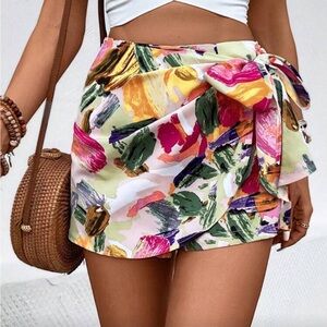 Multicolour Skort with Side Tie